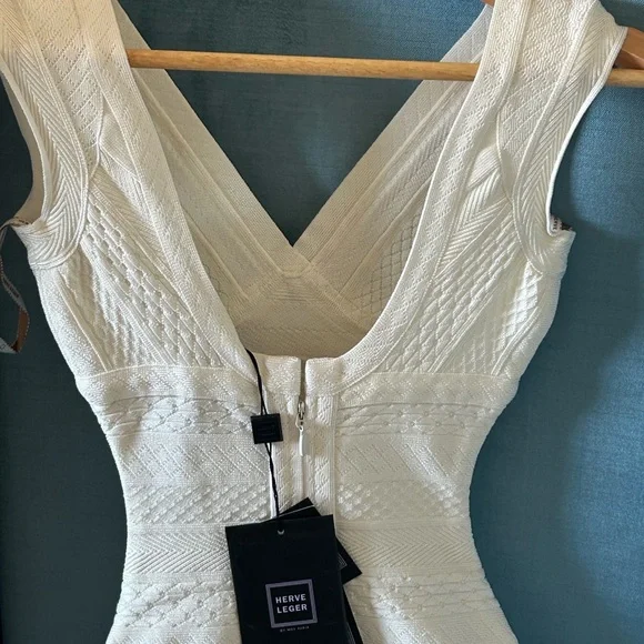 Hervé Léger Esti jacquard-effect bandage white gown - Picture 5 of 13